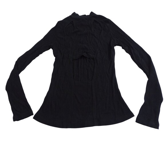 LNA Black Ribbed Mock Neck Long Sleeve Top With Cutout Back Women Size S - Picture 3 of 11